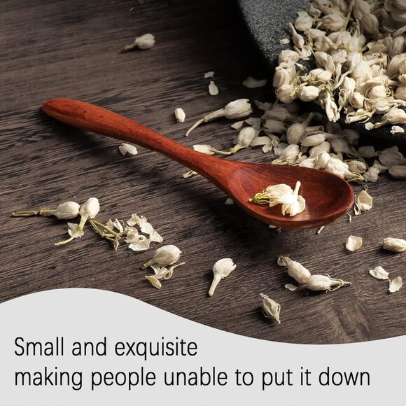 🆕Wooden Honey Teaspoon 7 PCS Small Coffee Little Tiny Bamboo Table Utensils Set - Picture 5 of 6